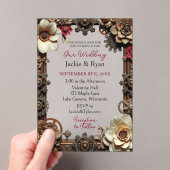 Transparente Steampunk Gothic Themed Wedding Acryleinladungen (Insitu (Handheld))