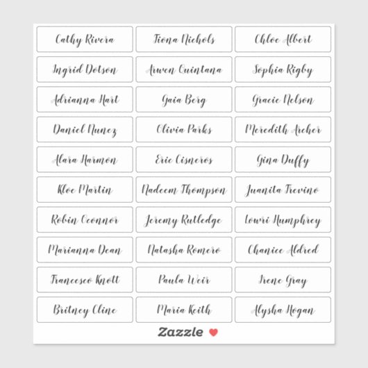 Transparente Stilschrift-Gästennamen-Aufkleber Aufkleber (Blatt)