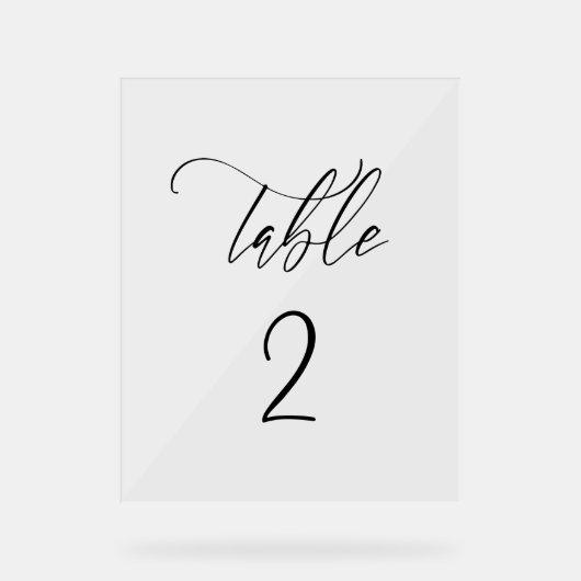 Transparente Tischnummer Acrylschild (Vorderseite)