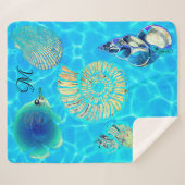 Transparente türkisfarbene Aqua-Muscheln Sherpadecke (Vorderseite (Horizontal))