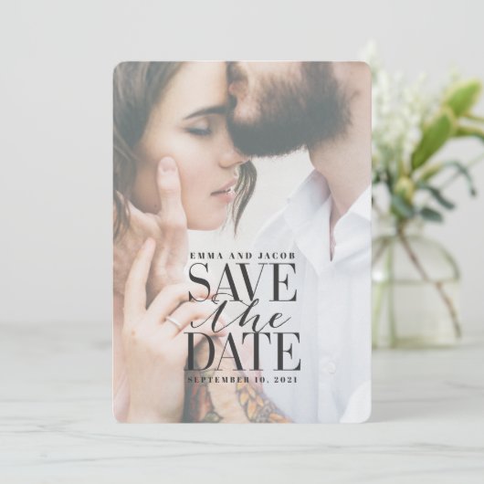 transparente Verglasung elegant modern Save The Date (Stehend Vorderseite)