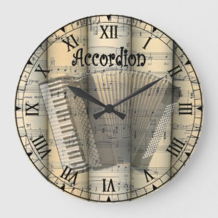 Transparenter Accordion ~ Rolled Vintag Sheet Musi Große Wanduhr