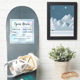 Transparenter Aufkleber für die Öffnungszeiten