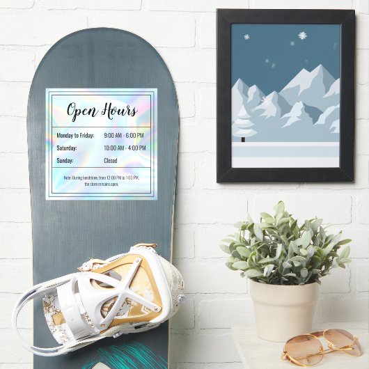 Transparenter Aufkleber für die Öffnungszeiten (Snowboard)