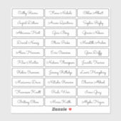 Transparenter Aufkleber für niedliche Skriptnamen (Blatt)