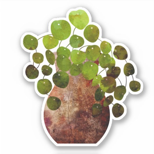 Transparenter Aufkleber mit grüner Pflanze (Vorderseite)