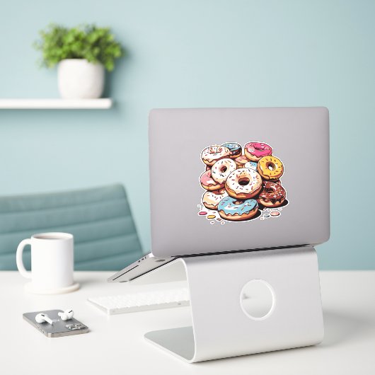Transparenter Donuts-Sticker Aufkleber (Laptop auf Schreibtisch)