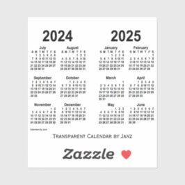 Transparenter Kalender 2024-2025 von Janz Aufkleber