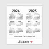 Transparenter Kalender 2024-2025 von Janz Aufkleber (Blatt)