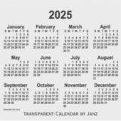 Transparenter Kalender 2025 von Janz Aufkleber (Vorderseite)
