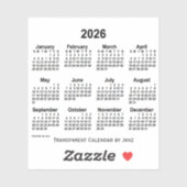 Transparenter Kalender 2026 von Janz Aufkleber (Blatt)