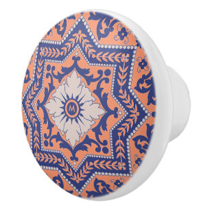 Transparenter Monogram Azulejo Style Keramik Knob Keramikknauf