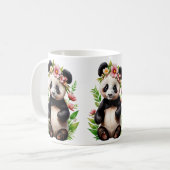 Transparenter Panda-Bär mit Blume Kaffeetasse (Vorderseite Links)
