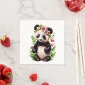 Transparenter Panda-Bär mit Blume Serviette (Beispiel)