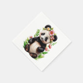 Transparenter Panda-Bär mit Blume Serviette (Ecke)