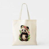 Transparenter Panda-Bär mit Blume Tragetasche (Rückseite)