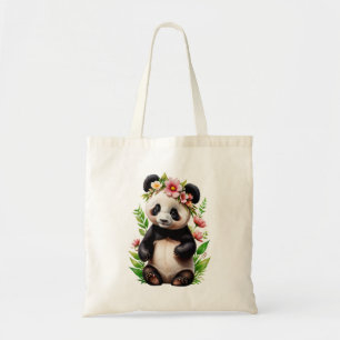 Transparenter Panda-Bär mit Blume Tragetasche