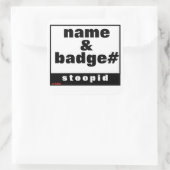 transparenter quadratischer Aufkleber "NAME & ABZE (Tasche)