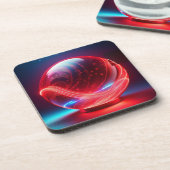 Transparenter reflektierender roter Globus mit Ste Getränkeuntersetzer (Linke Seite)