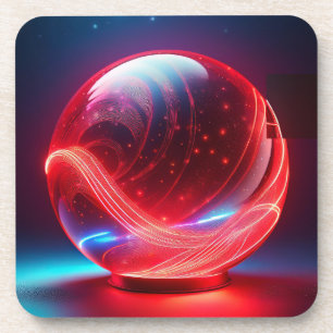 Transparenter reflektierender roter Globus mit Ste Getränkeuntersetzer