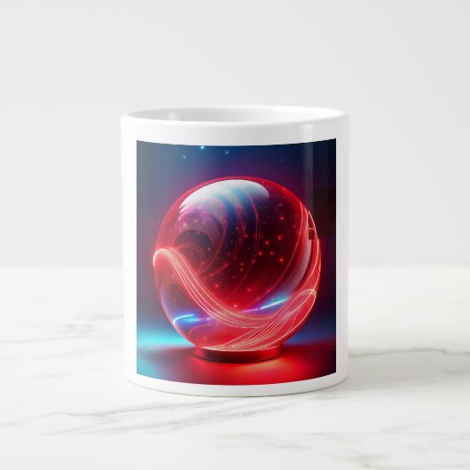 Transparenter reflektierender roter Globus mit Ste Jumbo-Tasse (Vorderseite)
