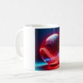 Transparenter reflektierender roter Globus mit Ste Kaffeetasse (Vorderseite Links)