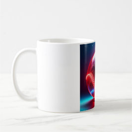 Transparenter reflektierender roter Globus mit Ste Kaffeetasse
