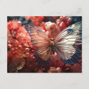 Transparenter Schmetterling, Berries & Blume Postkarte