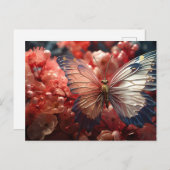 Transparenter Schmetterling, Berries & Blume Postkarte (Vorne/Hinten)