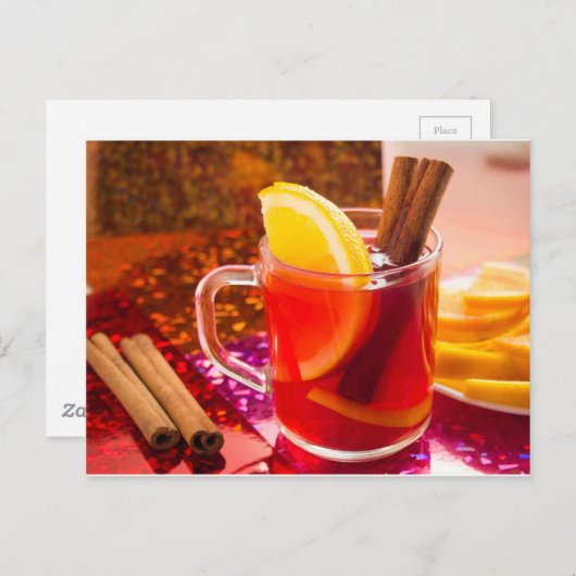 Transparenter Tee mit Zitrusfrüchten, Zimt Postkarte (Vorne/Hinten)