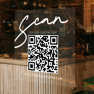Transparenter Weißer Minimalistischer Geschäft- QR Fensteraufkleber