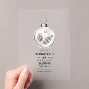 Transparentes Boho Neutrales Weihnachtsfest-Party Acryleinladungen