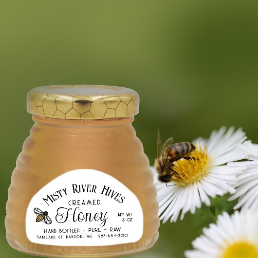 Transparentes Creamed Honey Label 3 oz Skep Jar