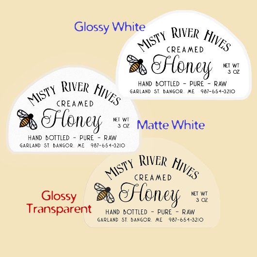 Transparentes Creamed Honey Label 3 oz Skep Jar