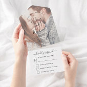 Transparentes Foto Hochzeit einfach modern All In One Einladung