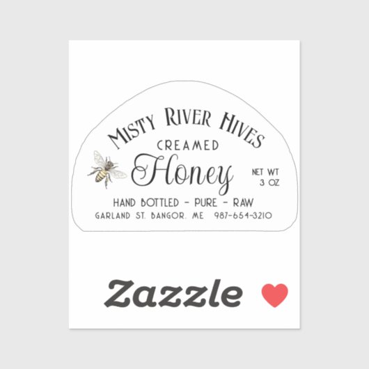 Transparentes Honey Jar Label 3oz Skep Queen Bee (Blatt)