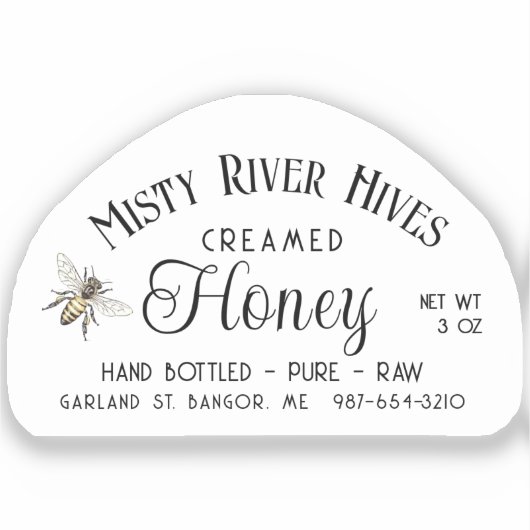 Transparentes Honey Jar Label 3oz Skep Queen Bee (Vorderseite)