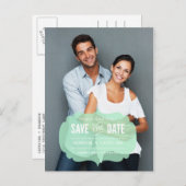 Transparentes Mint-Label | Save the Date Postkarte (Vorne/Hinten)