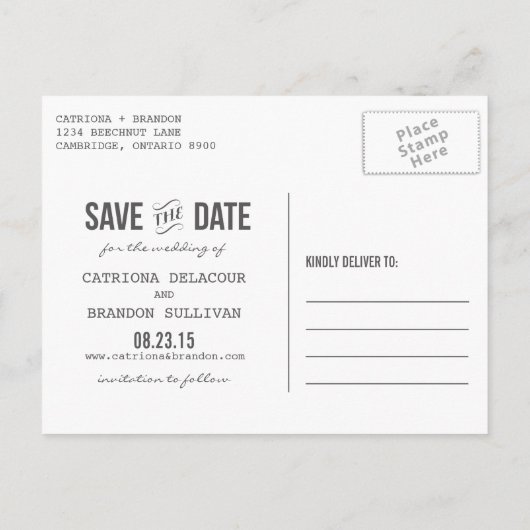 Transparentes Mint-Label | Save the Date Postkarte (Rückseite)