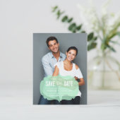 Transparentes Mint-Label | Save the Date Postkarte (Stehend Vorderseite)