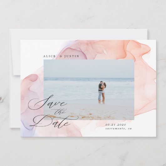 transparentes, modernes Foto Save the Date Einladung (Vorderseite)