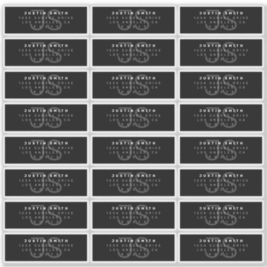 Transparentes, modernes Monogramm-Adressenlabel Aufkleber (Vorderseite)