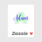 Transparentes Monogramm + Name | Wasserfeste Aufkl Aufkleber (Blatt)