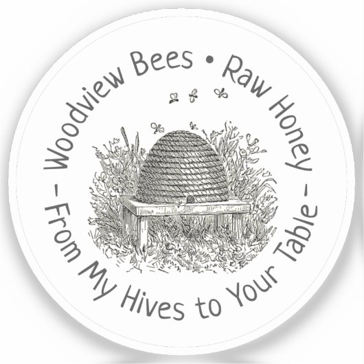 Transparentes oder weißes Skep & Bienen Honigleder Aufkleber (Vorderseite)