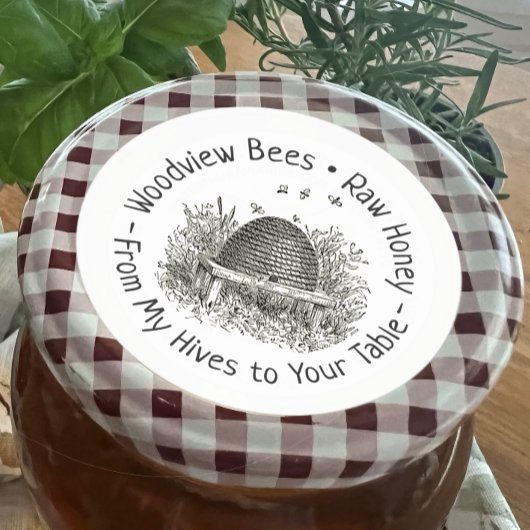 Transparentes oder weißes Skep & Bienen Honigleder Aufkleber