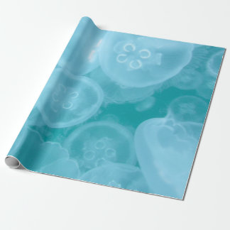 Transparentes Quallenpapier aus blauem Ozean Geschenkpapier