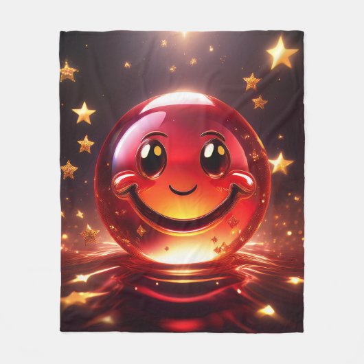 Transparentes rotes Blasen-Gesicht mit Sternen Fleecedecke (Vorderseite)