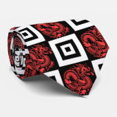 Transparentes rotes Drache-Muster Krawatte (Gerollt)