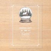 Transparentes Rustikales Snow Globe Weihnachtsfest Acryleinladungen (Vorderseite)