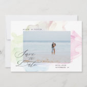 Transparentes Seide Modernes Foto Save the Date Einladung (Vorderseite)